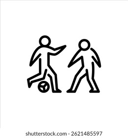 people play football outline icon. figure stick play football line art illustration.