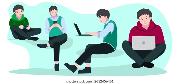 People play games on gadgets