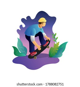 People Play Skate Flat Design