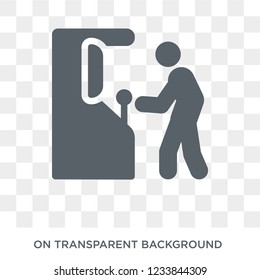 People playing Arcade game icon icon. Trendy flat vector People playing Arcade game icon on transparent background from Recreational games collection. 