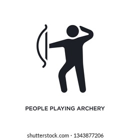 people playing archery isolated icon. simple element illustration from recreational games concept icons. people playing archery editable logo sign symbol design on white background. can be use for