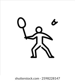 people playing badminton with outline style icon 
