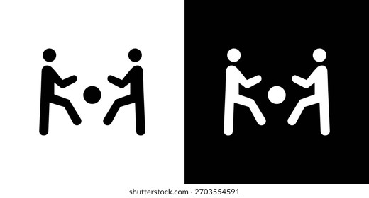 Personas jugando Bola icono ilustración doodle. Conjunto de Vector de ilustración plana