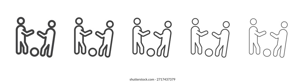 People playing Ball icon in linear strokes concept
