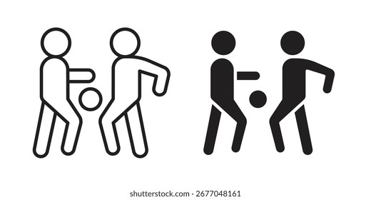 Menschen, die Ball Icon Set Line Art und Glyphe Design spielen. EPS10