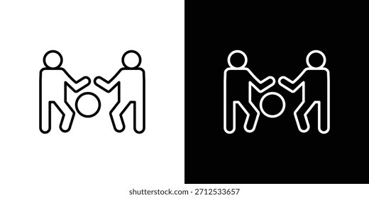 People playing Ball icon. Simple flat symbol. Perfect Black outline pictogram illustration
