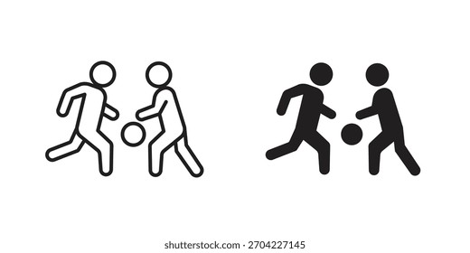 People playing Ball icon in thin stroke and flat style.