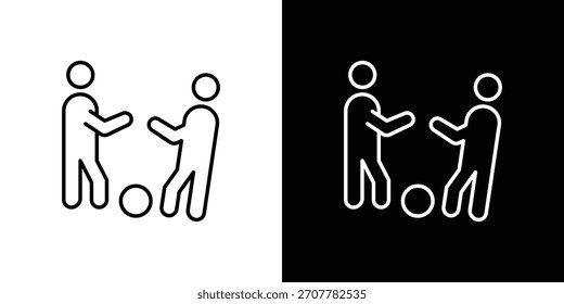 Personas que juegan Icono de la bola. línea fina para el Web y el móvil, estilo minimalista moderno