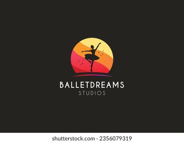 People playing ballet logo design. Ballet studios logo