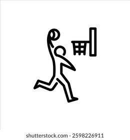 people playing basketball with outline style icon 
