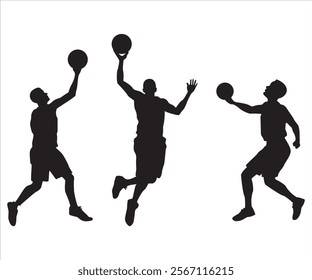 People playing basketball. Sport silhouette vector illustration 