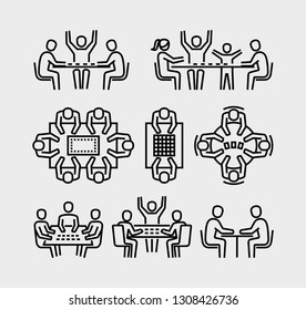 People playing board games vector icons