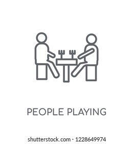 People playing Chess icon linear icon. Modern outline People playing Chess logo concept on white background from Recreational games collection.