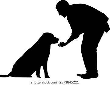 People playing with dog silhouette illustration
