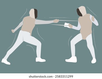 people playing fencing. Fencing duel competition event.