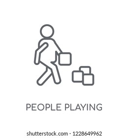 People playing Game icon linear icon. Modern outline People playing Game logo concept on white background from Recreational games collection. Suitable for use on web apps, mobile apps and print media.