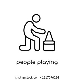 People playing Game icon icon. Trendy modern flat linear vector People playing Game icon on white background from thin line Recreational games collection, editable outline stroke vector illustration