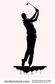 people playing golf in various poses isolated vector silhouette on white background