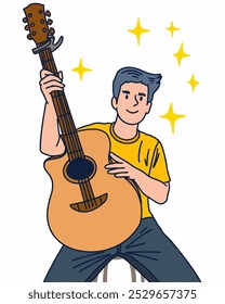 PEOPLE IS PLAYING GUITAR, SUITABLE FOR YOUR DESIGN NEEDS
