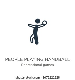 People playing handball icon vector. Trendy flat people playing handball icon from recreational games collection isolated on white background. Vector illustration can be used for web and mobile 