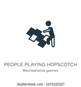 People playing hopscotch icon vector. Trendy flat people playing hopscotch icon from recreational games collection isolated on white background. Vector illustration can be used for web and mobile 