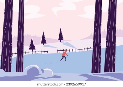 people playing ice skating on lake in winter