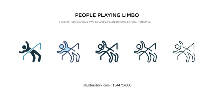 people playing limbo icon in different style vector illustration. two colored and black people playing limbo vector icons designed in filled, outline, line and stroke style can be used for web,