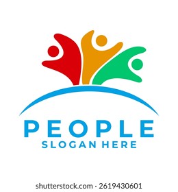 People playing logo design vector template. Colorful people logo design icon