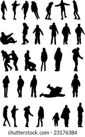People playing on the snow vector illustration