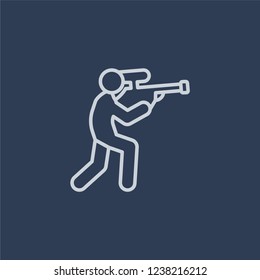 People playing Paintball icon icon. Trendy flat vector line People playing Paintball icon on dark blue background from Recreational games collection. 