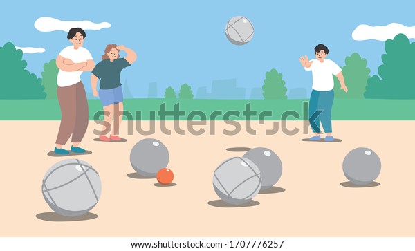 people playing\
petaque -vector\
illustration