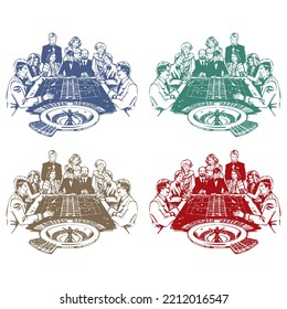 People Are Playing Roulette In The Casino Vector illustration. Hand Drawn Illustration
