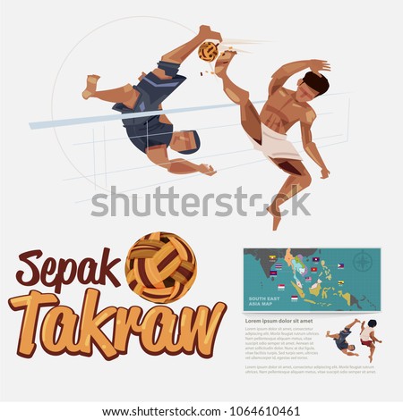 People playing Sepak takraw. Sepak takraw player in action. bicycle kick. 