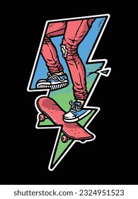 people playing skateboard with lightning shape