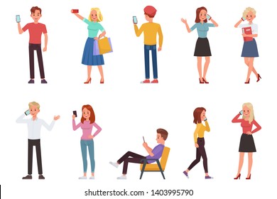 people playing smartphone character vector design no12