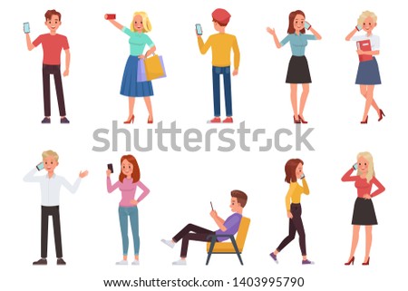 people playing smartphone character vector design no12