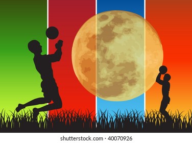 People playing soccer and basketball