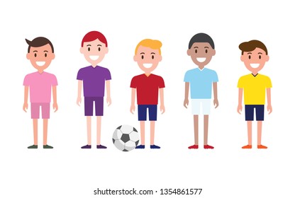People playing soccer or football around the world. Sport and people concept. Vector illustration.