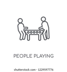 People playing Table football icon linear icon. Modern outline People playing Table football logo concept on white background from Recreational games collection.