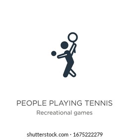 People playing tennis icon vector. Trendy flat people playing tennis icon from recreational games collection isolated on white background. Vector illustration can be used for web and mobile graphic 