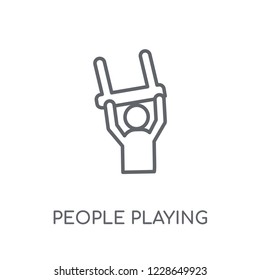 People playing Trapeze icon linear icon. Modern outline People playing Trapeze logo concept on white background from Recreational games collection.