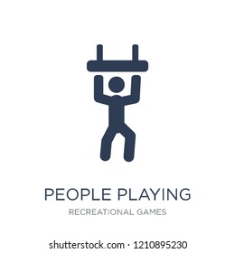 People playing Trapeze icon icon. Trendy flat vector People playing Trapeze icon on white background from Recreational games collection, vector illustration can be use for web and mobile, eps10