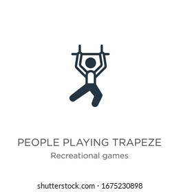 People playing trapeze icon vector. Trendy flat people playing trapeze icon from recreational games collection isolated on white background. Vector illustration can be used for web and mobile graphic 