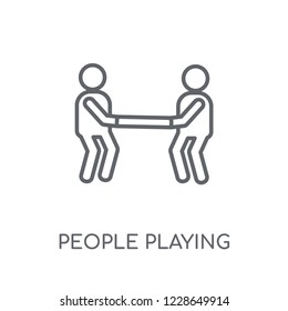 People playing Tug of war icon linear icon. Modern outline People playing Tug of war logo concept on white background from Recreational games collection.