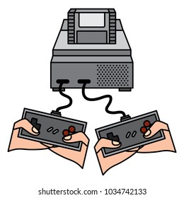 people playing video game hands holding console controller