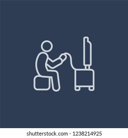 People playing Video game icon icon. Trendy flat vector line People playing Video game icon on dark blue background from Recreational games collection. 