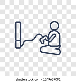 People playing Video game icon icon. Trendy linear People playing Video game logo concept on transparent background from Recreational games collection