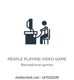 People playing video game icon vector. Trendy flat people playing video game icon from recreational games collection isolated on white background. Vector illustration can be used for web and mobile 