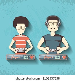 people playing video game retro