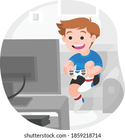People playing video game vector illustration